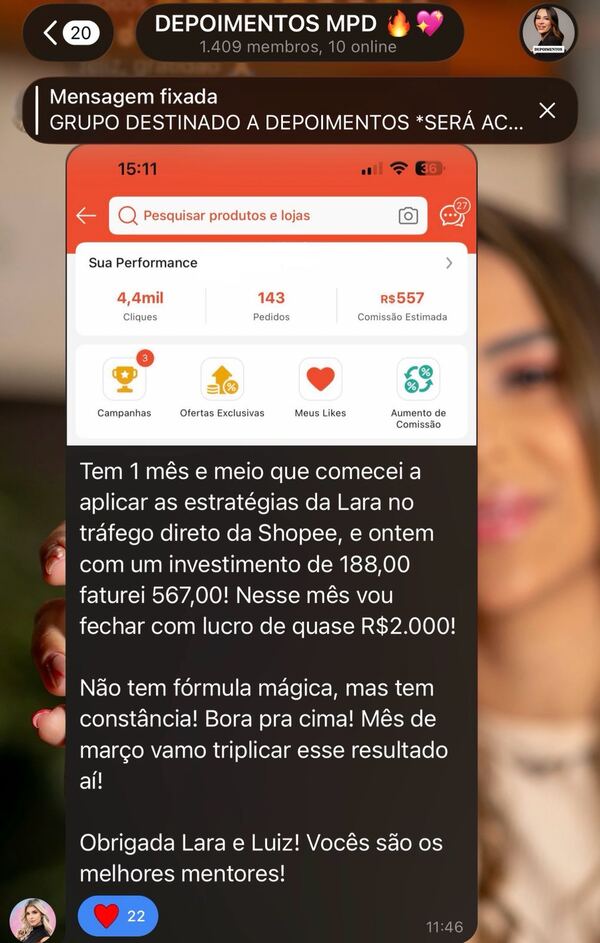 Print do resultado da aluna Aluna MPD